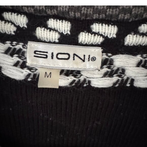 Sioni Long Sleeve Open Front Striped Long Cardigan Sweater Black Gray White Med - Picture 5 of 6